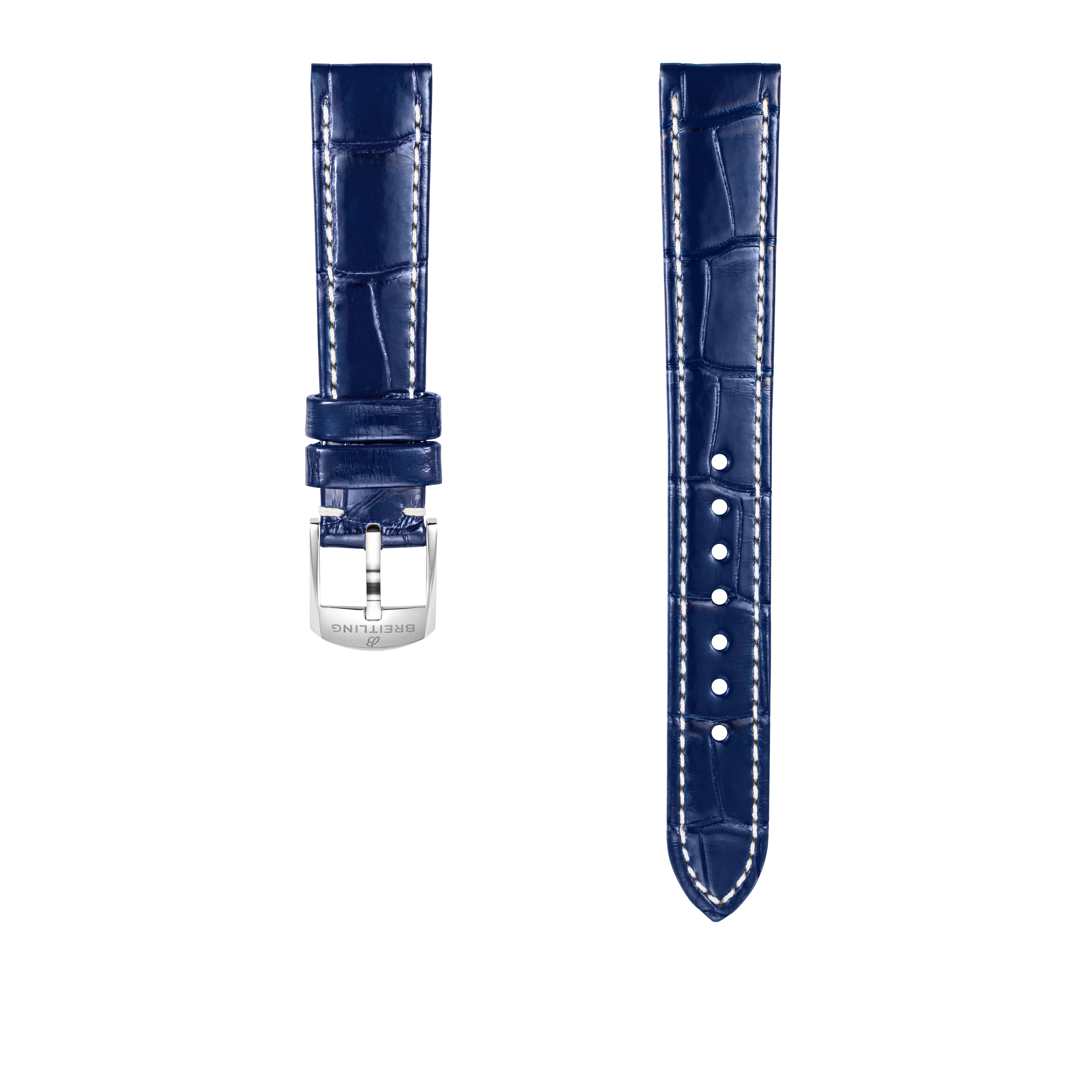 Blue alligator leather strap - 16 mm