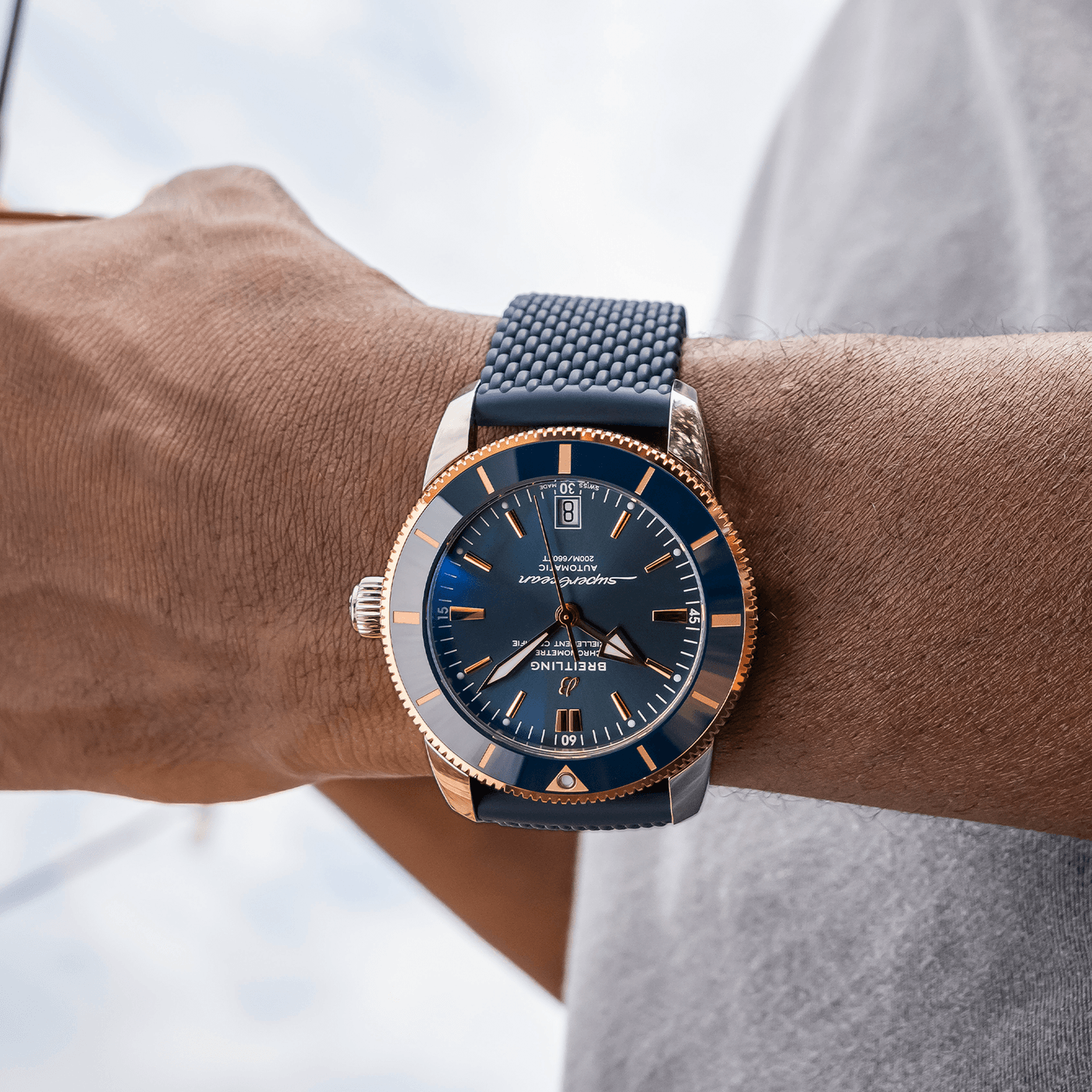 Superocean Heritage B20 Automatic 42 Stainless steel & 18k red gold Blue UB2010161C1S1