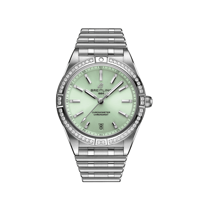 Chronomat Automatic 36, Acero inoxidable (engastado) - Verde menta
Sofisticado pero a la vez elegante, el Chronomat Automatic 36 de estilo retro-moderno es un reloj versátil, deportivo y distinguido para cada ocasión.