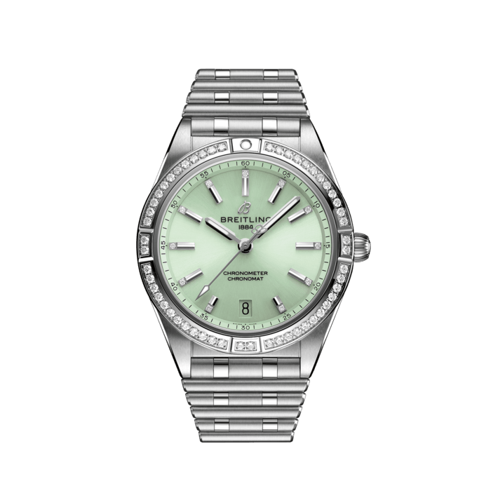 Chronomat automatic 36, Acier inoxydable (pierres précieuses) - Vert menthe
Raffinée et élégante, la Chronomat Automatic 36 moderne rétro est la montre sport chic polyvalente pour toutes les occasions.