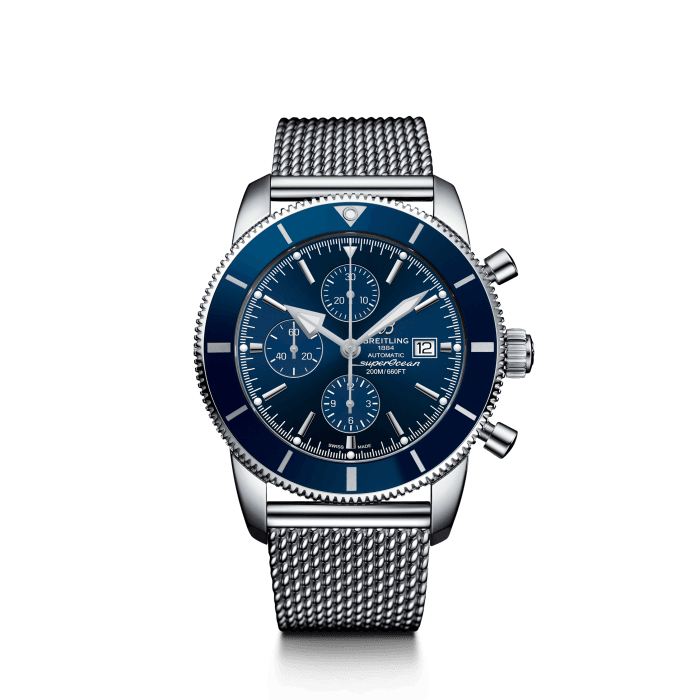Superocean Heritage Chronograph 46, Stainless steel - Blue
Dedicated to all modern-day explorers, this pioneer of wide-open spaces – heir to a legendary 1957 model – combines an original, pure and dynamic dial with a high-tech bezel and cutting-edge performance.