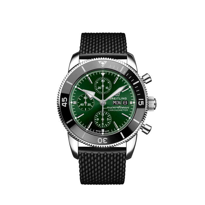 Superocean Heritage Chronograph 44, Stainless steel - Green
Inspired by the original Superocean from the 1950s, the Superocean Heritage combines iconic design features with a modern touch. Sporty and elegant, the Superocean Heritage is a true embodiment of style at sea.