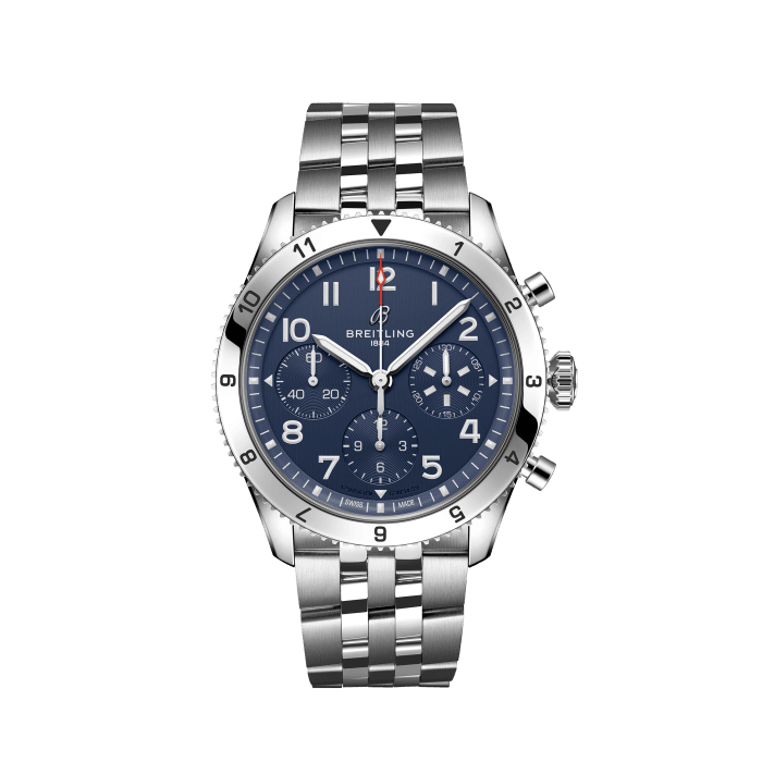 Classic AVI Chronograph 42 Tribute to Vought F4U Corsair, Stainless steel - Blue
A pilot’s-watch throwback in tribute to the Vought F4U Corsair aircraft.
