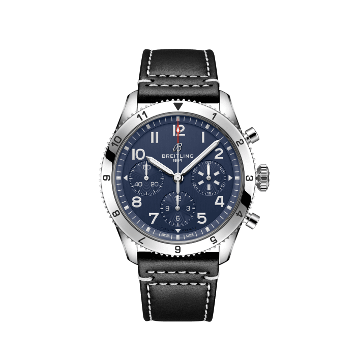 Classic AVI Chronograph 42 Tribute to Vought F4U Corsair, Stainless steel - Blue
A pilot’s-watch throwback in tribute to the Vought F4U Corsair aircraft.