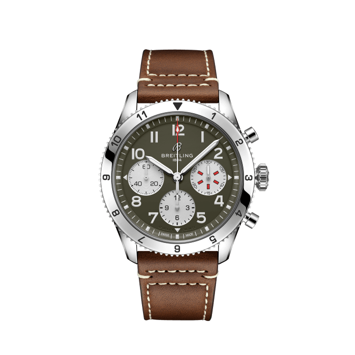 Classic AVI Chronograph 42 Curtiss Warhawk, Edelstahl - Grün
Eine nostalgische Pilotenuhr, inspiriert von der legendären Curtiss P-40 Warhawk.