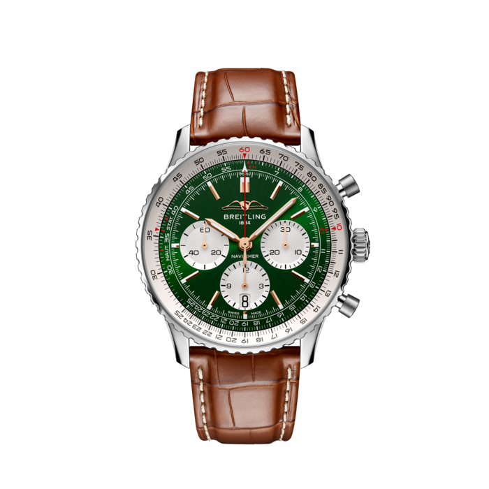 Navitimer B01 Chronograph 43, Stainless steel - Green
Breitling’s iconic pilot’s chronograph – for the journey.