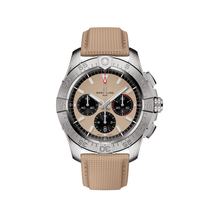 Avenger B01 Chronograph 44, Stainless steel - Beige
Supersonic Strength, Full-Throttle Functionality: meet the Avenger