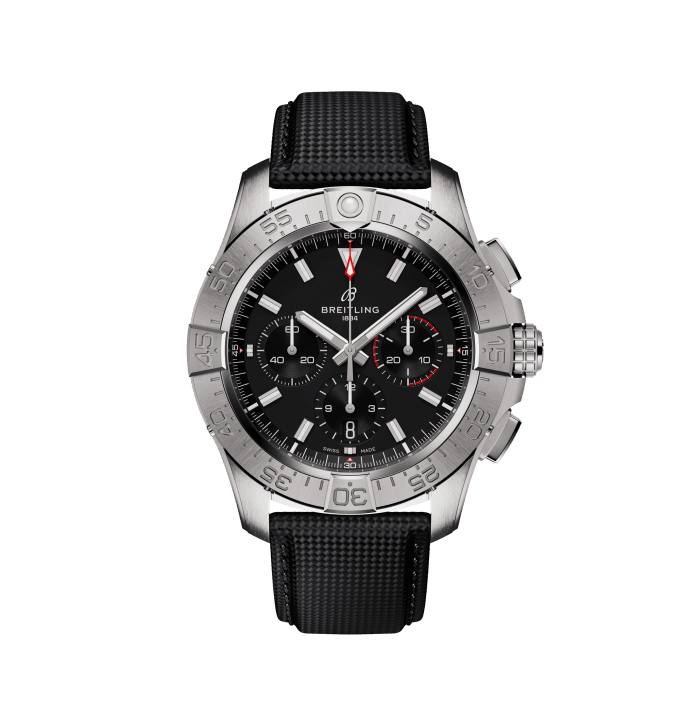 Avenger B01 Chronograph 44, Stainless steel - Black
Supersonic Strength, Full-Throttle Functionality: meet the Avenger