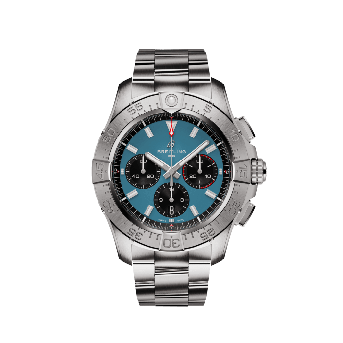 Avenger B01 Chronograph 44, Stainless steel - Blue
Supersonic Strength, Full-Throttle Functionality: meet the Avenger