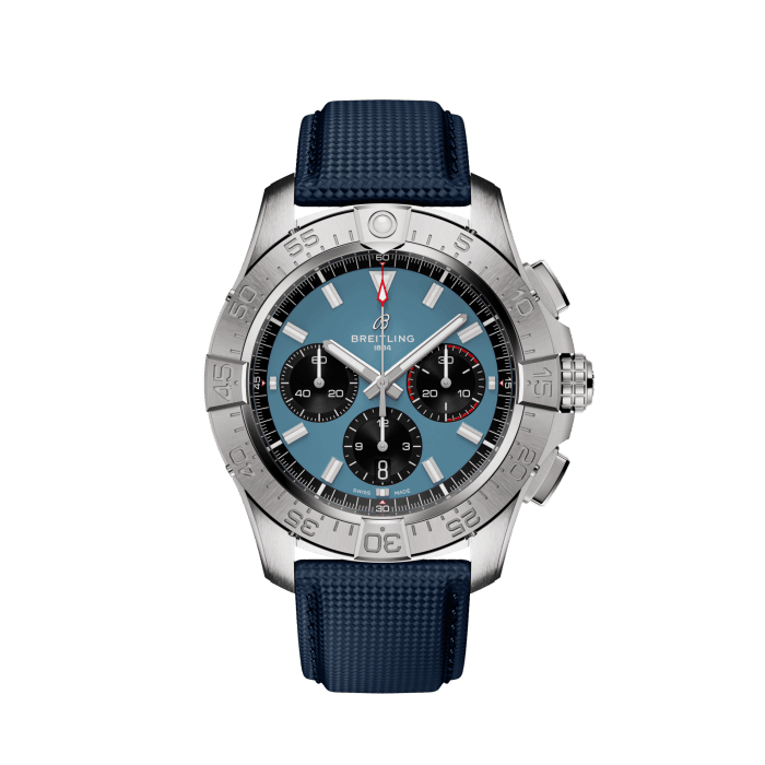 Avenger B01 Chronograph 44, Stainless steel - Blue
Supersonic Strength, Full-Throttle Functionality: meet the Avenger