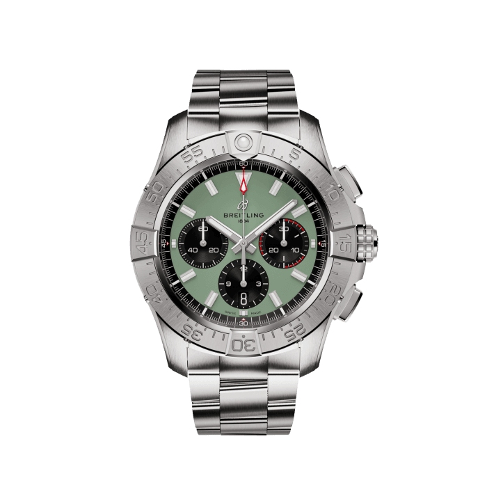 Avenger B01 Chronograph 44, Stainless steel - Green
Supersonic Strength, Full-Throttle Functionality: meet the Avenger