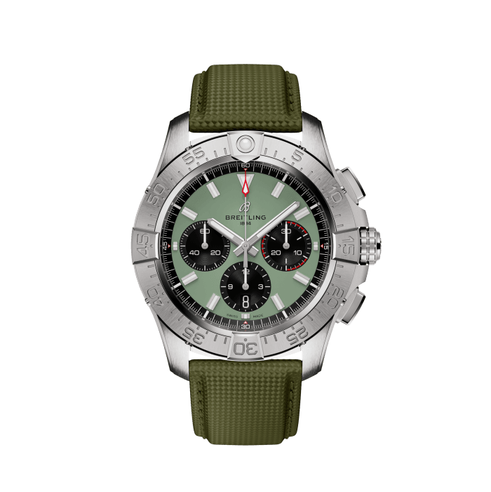 Avenger B01 Chronograph 44, Stainless steel - Green
Supersonic Strength, Full-Throttle Functionality: meet the Avenger