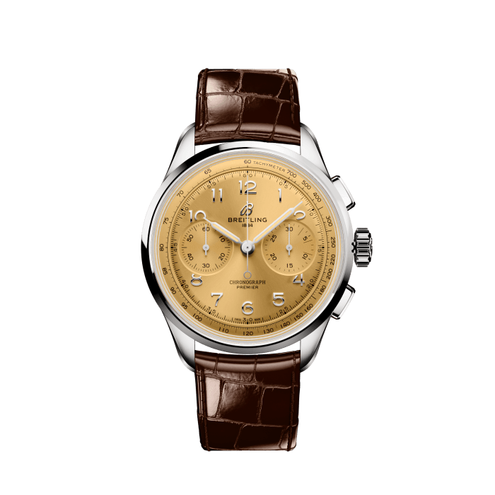 Premier B09 Chronograph 40, Acero inoxidable - Champagne
Rindiendo tributo a tres generaciones de inventores –Léon, Gaston y Willy Breitling–, el Premier Chronograph encarna el legado de Breitling, la marca que inventó el cronógrafo moderno. Tal y como afirmaba Willy Breitling, el Premier es un «sello inconfundible de gusto impecable».