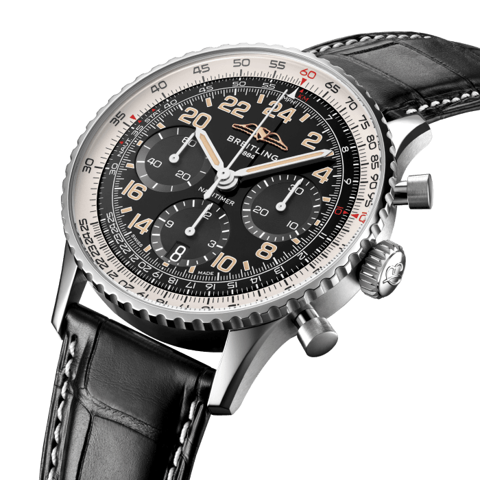 Breitling’s iconic pilot’s chronograph – fit for space travel.
By the early 1960s, Breitling’s Navitimer, with its circular slide rule for performing in-flight calculations, had become the undisputed pilots’ watch. But in the era of the Space Race, another competition was quietly underway, this time between watchmakers vying to be the first on astronauts’ wrists.
Breitling showed its chops in the air once again, officially becoming the first Swiss wrist-worn chronograph in space on May 24th, 1962, when Scott Carpenter blasted off in the Mercury-Atlas 7 spacecraft wearing the Navitimer Cosmonaute. The watch was his personal request, a variation on the iconic Navitimer with the addition of a 24-hour dial to distinguish day from night in the darkness of space. Mercury-Atlas 7 orbited the earth three times before it splashed down in the Atlantic, making aeronautic—and watchmaking—history.
Our Cosmonaute re-issue, limited to 362 pieces, commemorates the 60th anniversary of that mission. This watch faithfully honors the aesthetics of the original, with subtle updates that work almost imperceptibly to provide its modern-retro appeal. What you can't overlook, however, are its luxe upgrades like the platinum bezel and open sapphire crystal caseback that gives a window on the Breitling manufacture B02 movement.
Special engravings on the caliber bridges, such as Carpenter, Mercury 7, Three orbits around earth and a replica uniform badge from the rocket’s space capsule, mark the occasion. As a final tribute, the caseback is engraved with the mission date, the limitation to 362 pieces and the phrase First Swiss wristwatch in space.