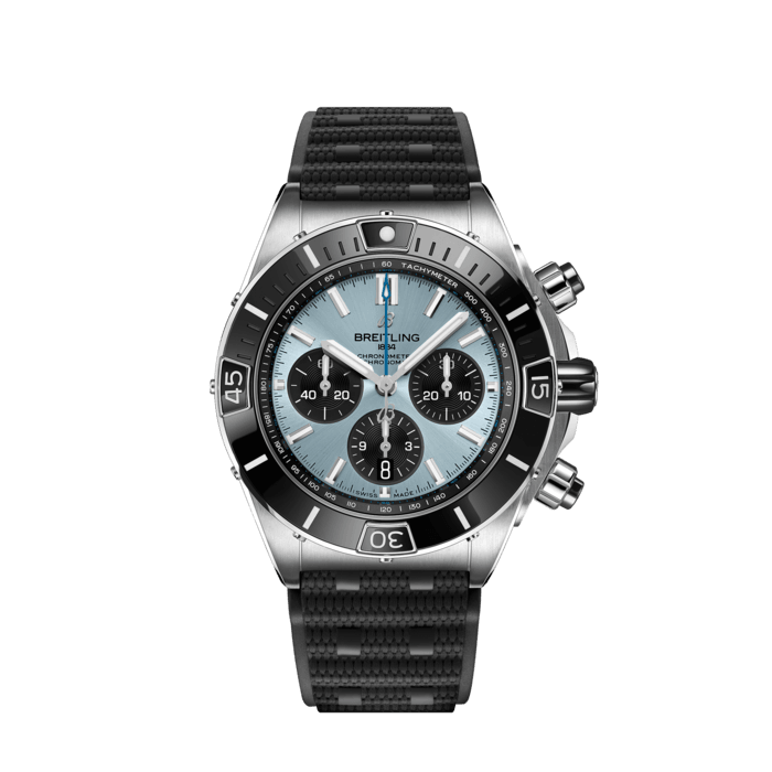 Super Chronomat B01 44, Stainless steel & platinum - Ice blue
Breitling’s supercharged watch for your every pursuit.