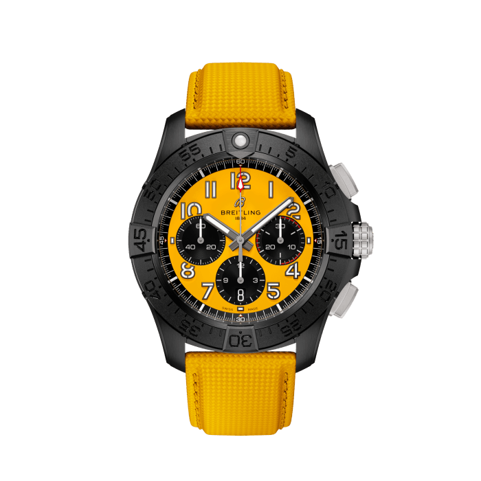 Avenger B01 Chronograph 44 Night Mission, Céramique - Jaune
Une force incomparable, une fonctionnalité à toute épreuve : découvrez l’Avenger