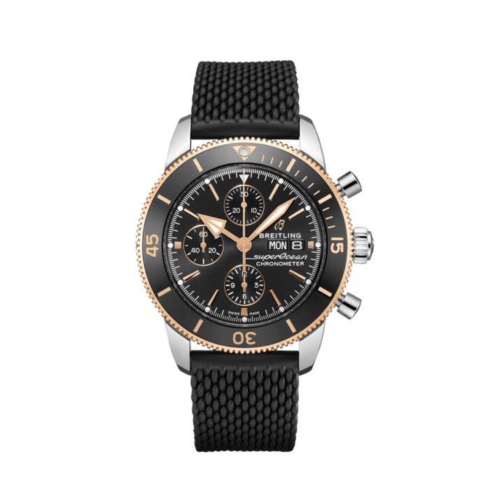 Superocean Heritage Chronograph 44, Stainless steel & 18k red gold - Black
Inspired by the original Superocean from the 1950s, the Superocean Heritage combines iconic design features with a modern touch. Sporty and elegant, the Superocean Heritage is a true embodiment of style at sea.