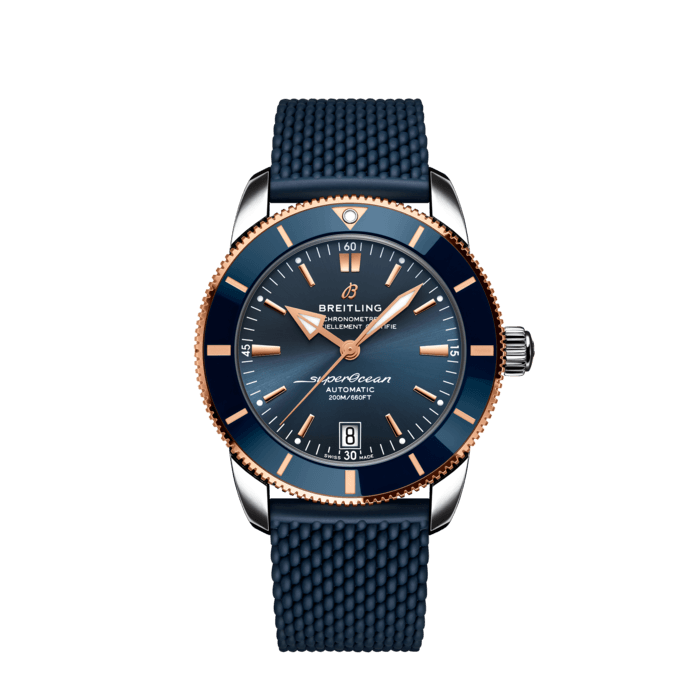 Superocean Heritage B20 Automatic 42, Edelstahl und 18-karätiges Rotgold - Blau
Inspiriert von der Original-SuperOcean aus den 1950er-Jahren kombiniert die Superocean Heritage die legendären Designmerkmale mit modernem Flair. «Modisch zu Wasser» lautet das Credo der Superocean Heritage, dem sie mit ihrem sportlich-eleganten Look alle Ehre macht.