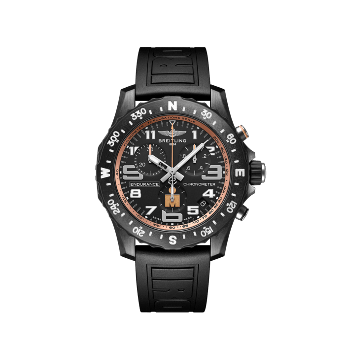 Endurance Pro 44 IRONMAN® Finisher, Breitlight® - Black
Breitling’s IRONMAN® Finisher edition lightweight Endurance Pro watch.