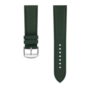 Bracelete de pele bovina militar verde - 22 mm