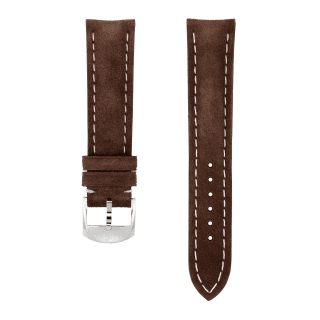 Brown nubuck calfskin leather strap