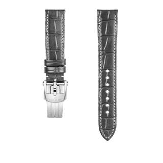  Cinturino in pelle di alligatore grigio - 18 mm