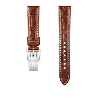 Brown alligator leather strap - 18 mm