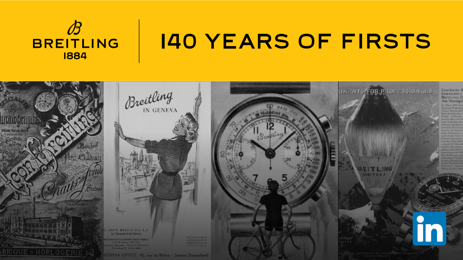 Folgen Sie Breitlings Reise auf LinkedIn und melden Sie sich für unseren Newsletter «Since 1884» an, um die gesamte Geschichte zum Erbe von Breitling zu erhalten.