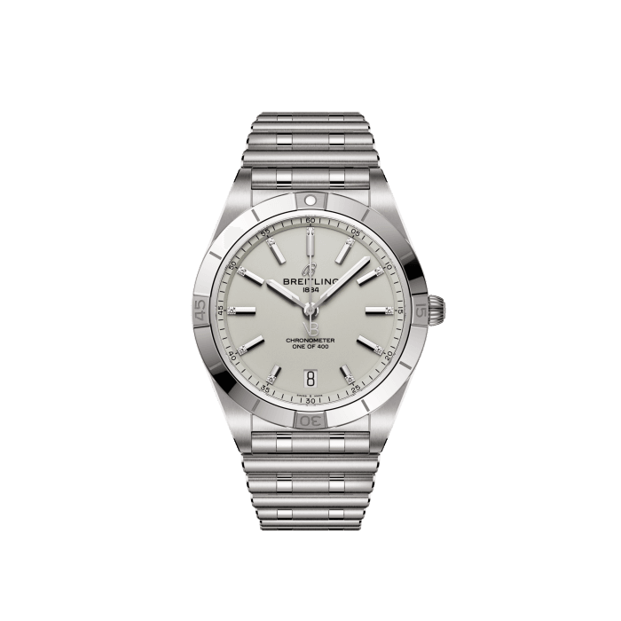Chronomat Automatic 36 Victoria Beckham, Stainless steel - Dove grey
Breitling’s versatile Chronomat in a limited-edition collaboration with Victoria Beckham