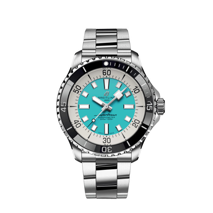 Superocean Automatic 44, Stainless steel - Turquoise
Performance and style for all your water-based pursuits.