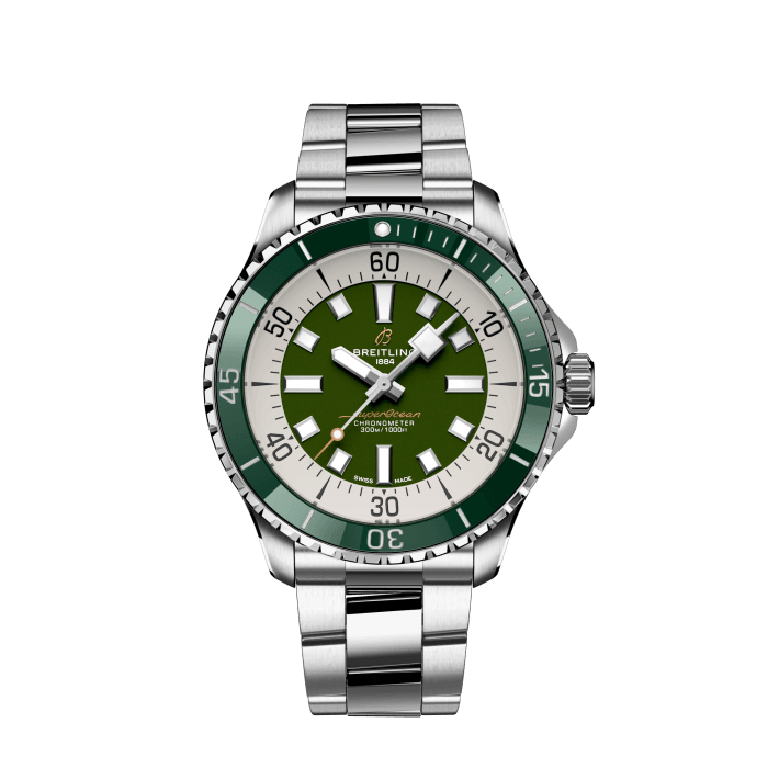 Superocean Automatic 44, Stainless steel - Green
Performance and style for all your water-based pursuits.