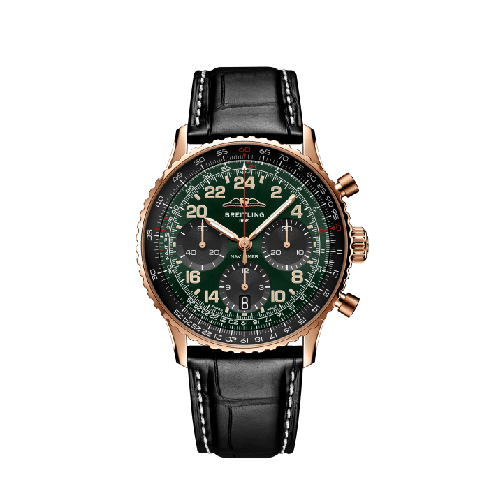 Navitimer B12 Chronograph 41 Cosmonaute, 18k red gold - Green
Breitling’s iconic pilot’s chronograph—fit for space travel.