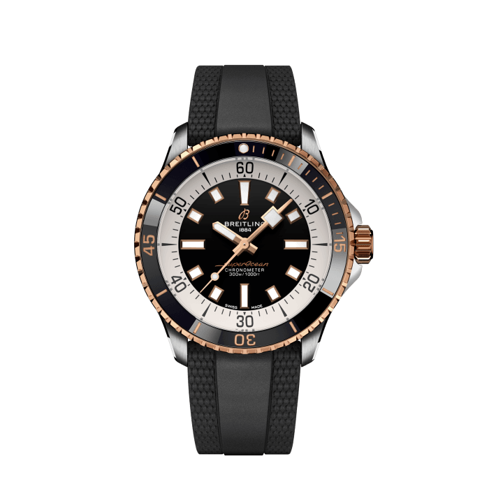 Superocean Automatic 42, Acciaio inossidabile e oro rosso 18 carati - Nero
Prestazioni e stile per tutte le attività acquatiche.