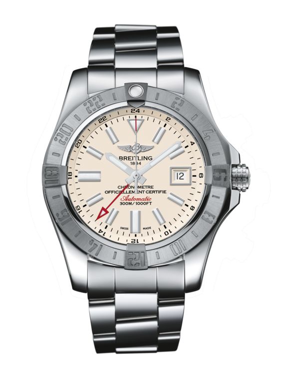 Breitling Crosswind Racing 43 mm chronograph A13355 white stainless steel watchbreitling Crosswind Racing 43 mm chronometer SS bracelet