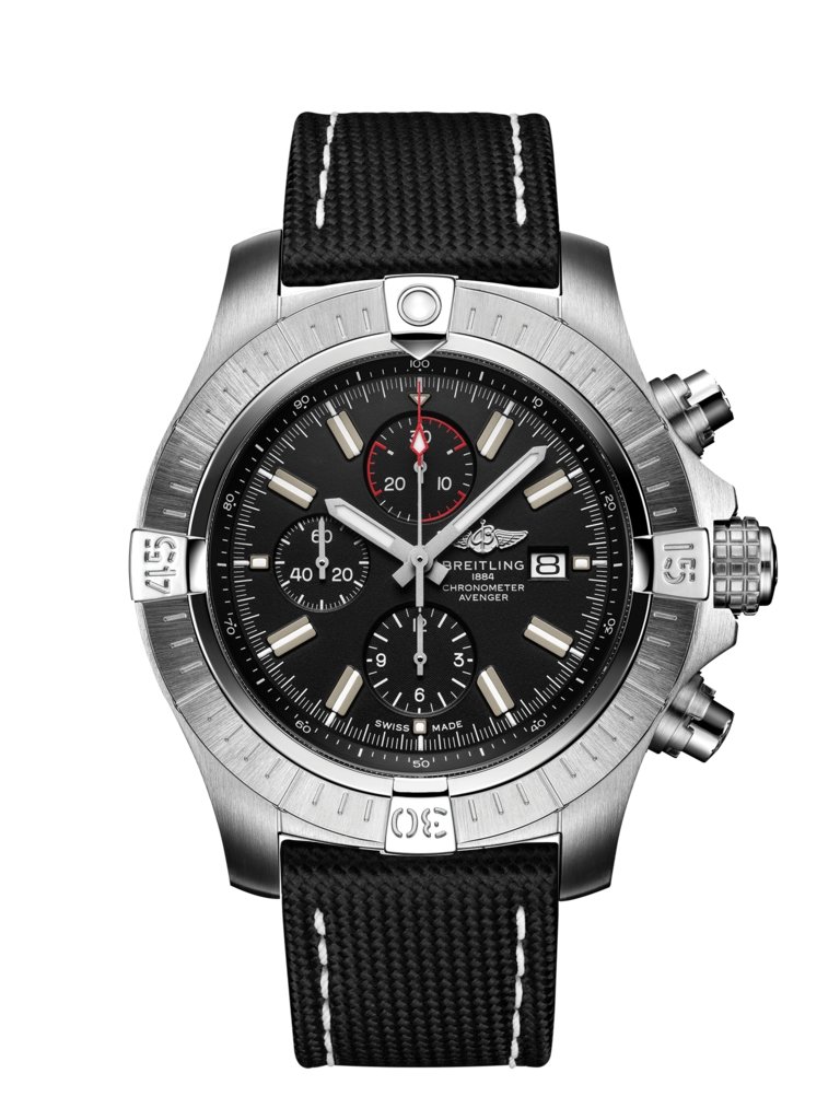 Super Avenger Chronograph 48, Stainless steel - Black
Bold, extremely robust and shock resistant, the Super Avenger Chronograph 48 makes a big “here I am” statement. As a true Breitling Avenger, it can be used wearing gloves and offers unrivalled safety and reliability to any airborne adventurer.