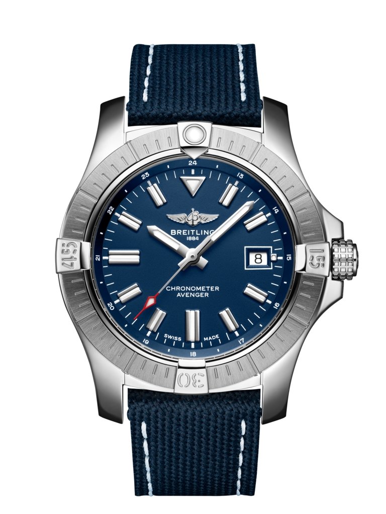 Avenger Automatic 43, Stainless steel - Blue
Bold, extremely robust and shock resistant, the Avenger Automatic 43 features a clean dial offering optimal legibility. As a true Breitling Avenger, it can be used wearing gloves and offers unrivalled safety and reliability to any airborne adventurer.