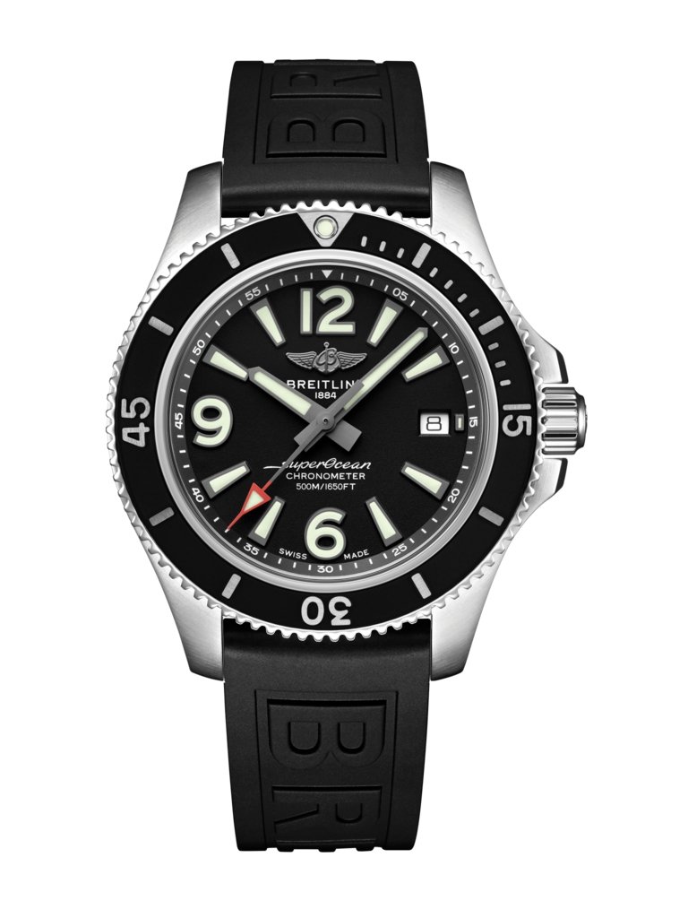 Superocean Automatic 42, Stainless steel - Black
Sporty, fresh and colorful, the Superocean Automatic 42 combines performance with contemporary style to fit every wrist. It is up to any challenge: dive with it, surf with it or swim with it!